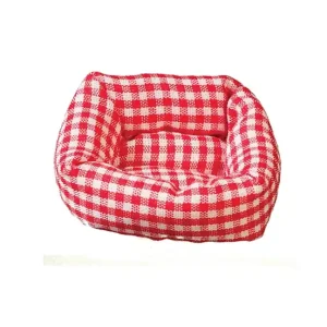 Dog bed, red checkered | Prisnedsættelse