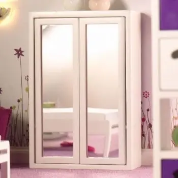 Wardrobe white w/mirror - Fabrikspris