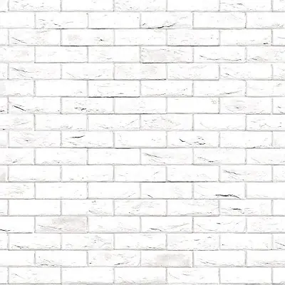 Hurtig afsendelse - Embossed brick cardboard, white (Stretcher Bond)