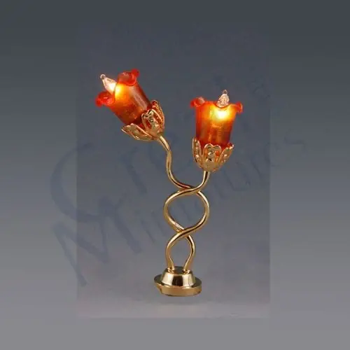 Dual tulip table lamp, orange shade | Bedste pris