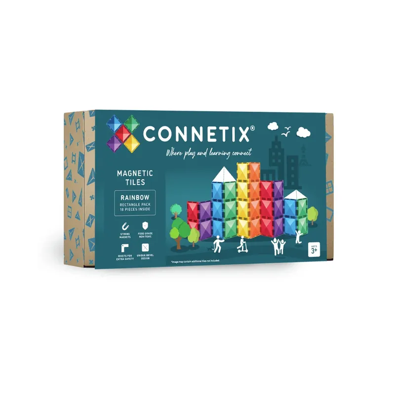 Connetix Rainbow Rectangle Pack, 18 dele - Sikker handel