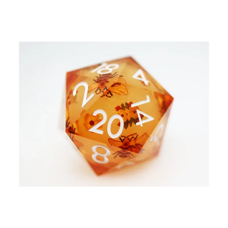 Mest solgt | Rollespilsterning 20 Sider 33 mm Liquid Core Orange Blomster