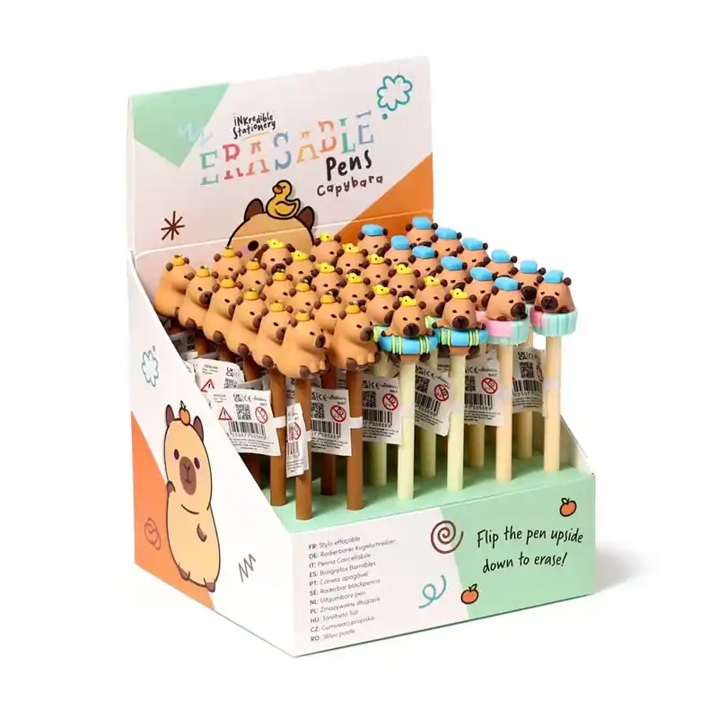 CAPYBARA - Head Topper Erasable Gel Pen (Display of 36 pcs) - Favorit blandt kunder