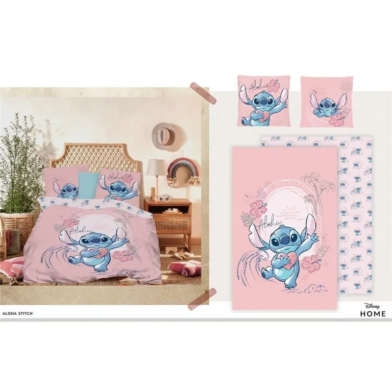 DISNEY - Duvet Cover 240x220cm - Stitch Pink Love ‘100% Cotton‘ | Særpris